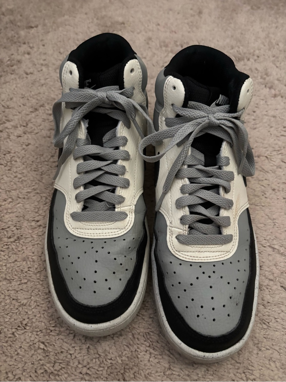Nike Men’s court visions mid-Top Sneakers in Gray, White, and Black - Picture 2 of 4